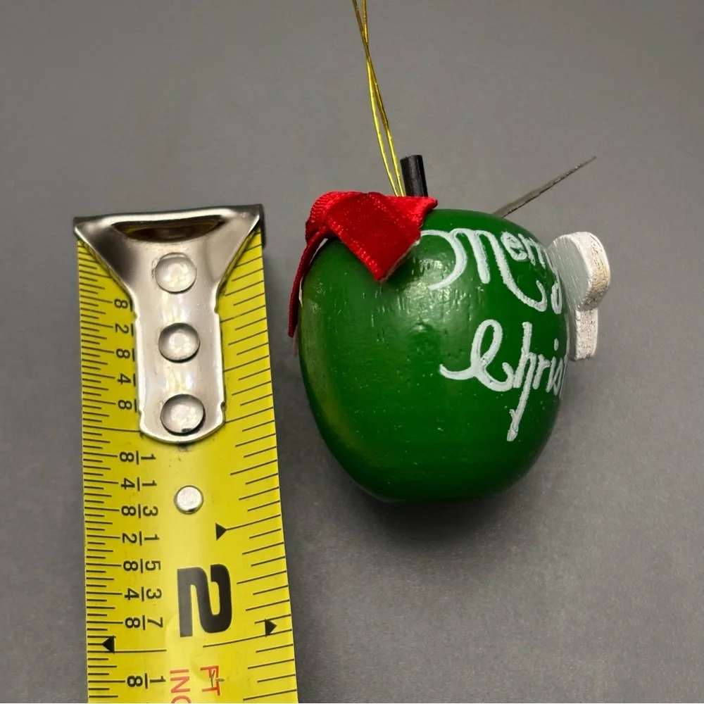 Apple for the Teacher Gift Ornaments Vintage Wooden - Christmas Around the World